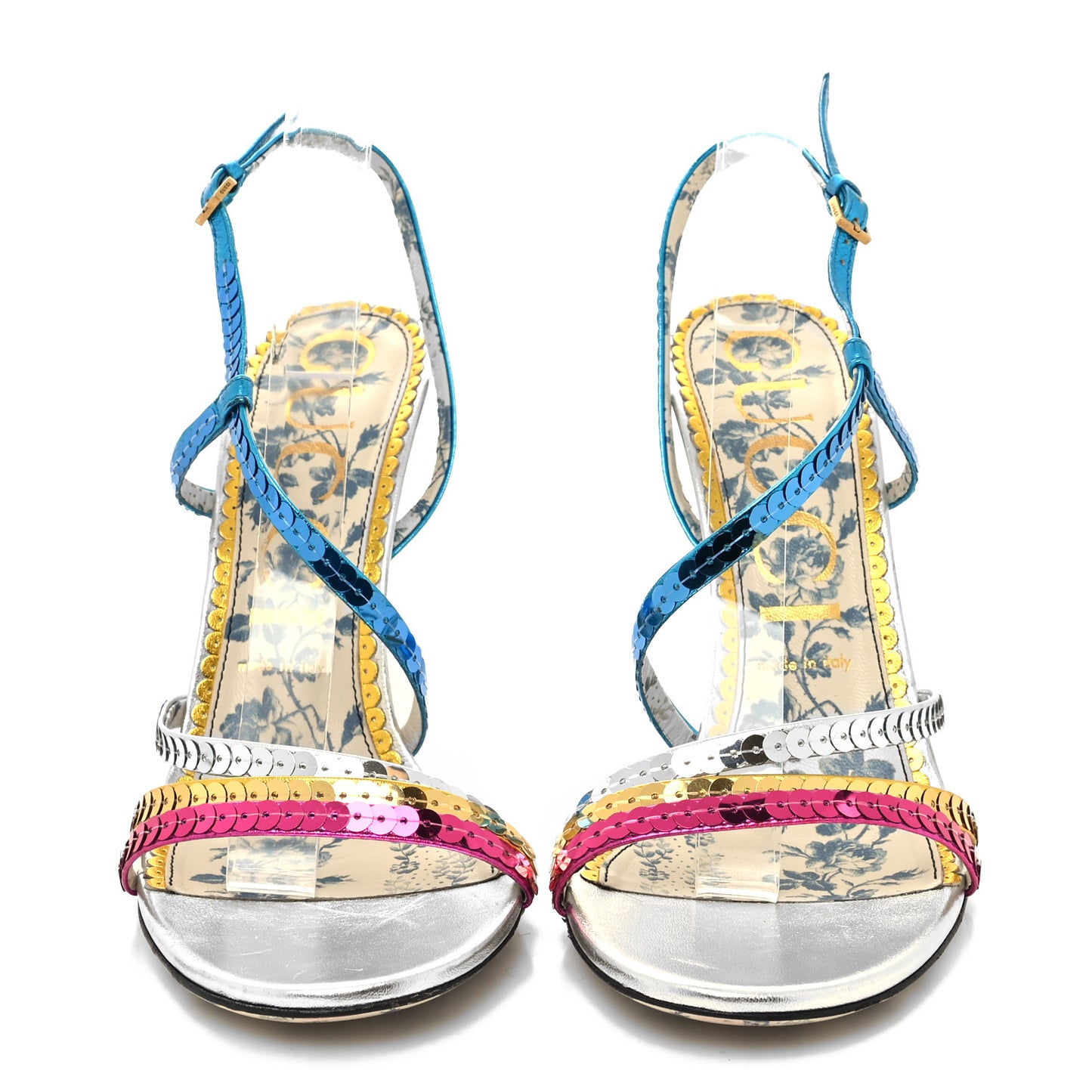 Sequin Paillette Nappa Silk Braided Haines High Heel Sandals 40 Fuxia Oro Vecchio Argento