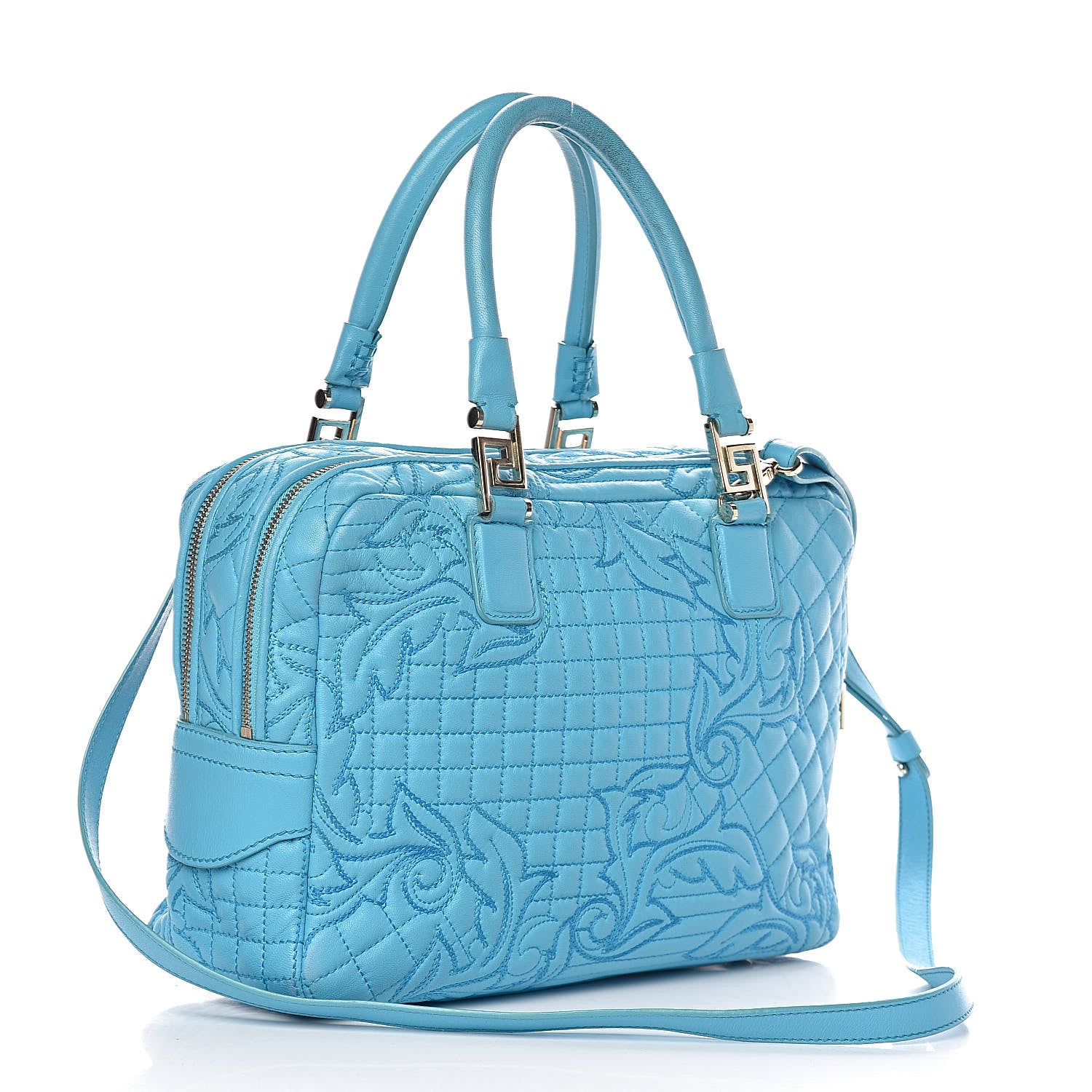 Versace Barocco Quilted Nappa Vanitas Demetra Bag Blue 3 of 17