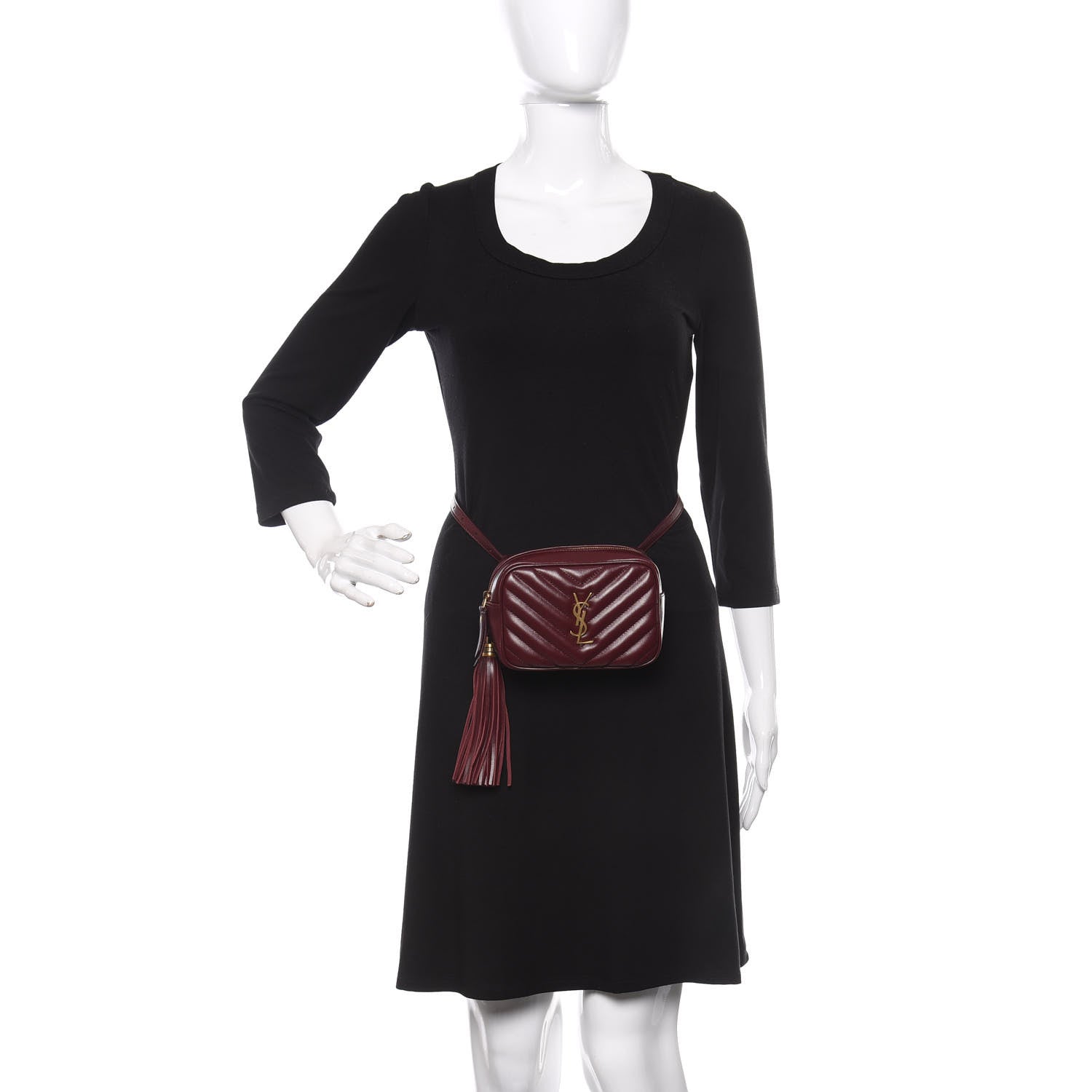 Saint Laurent Calfskin Matelasse Monogram Lou Belt Bag Dark Legion Red 2 of 11