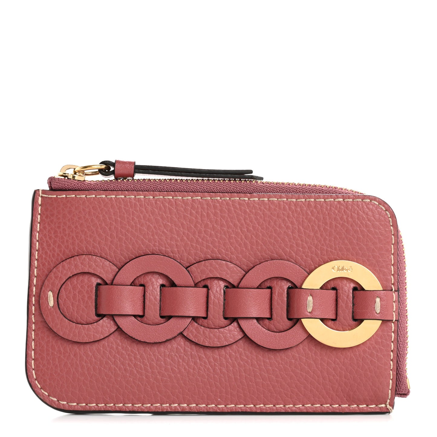 Grained Shiny Calfskin Small Darryl Coin Purse Faded Rose
