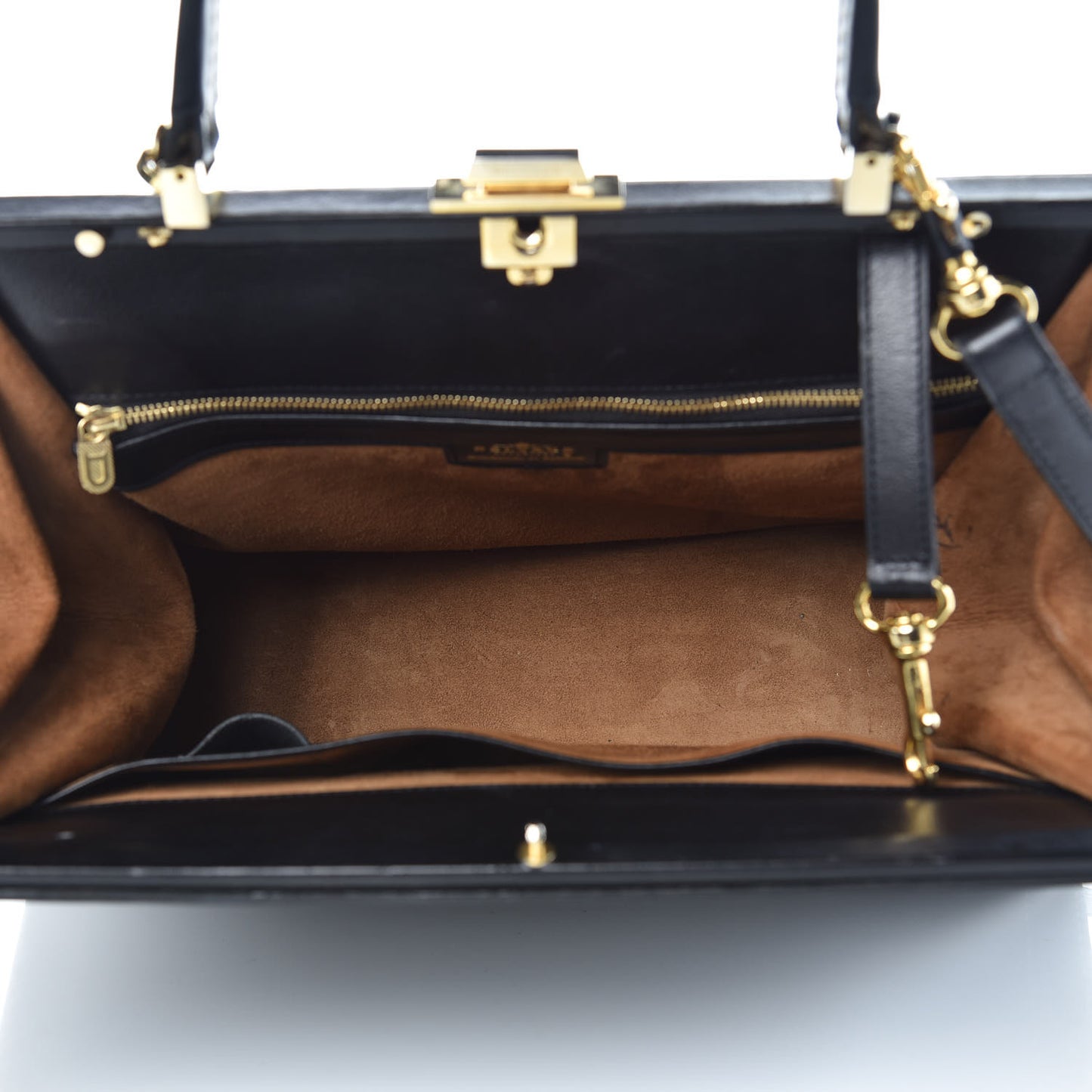 Calfskin Evasion Top Handle Frame Bag Black