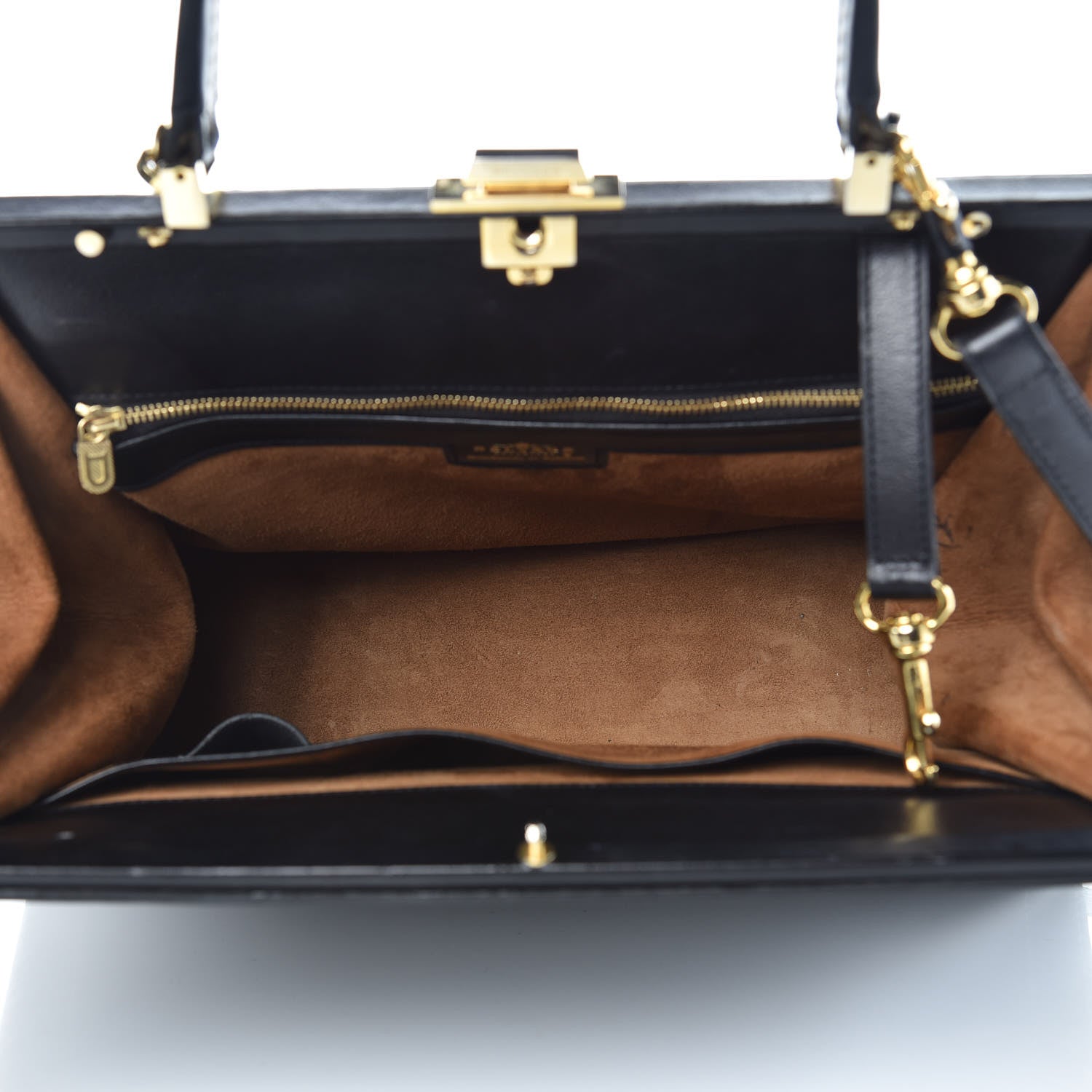 Delvaux Calfskin Evasion Top Handle Frame Bag Black 5 of 16