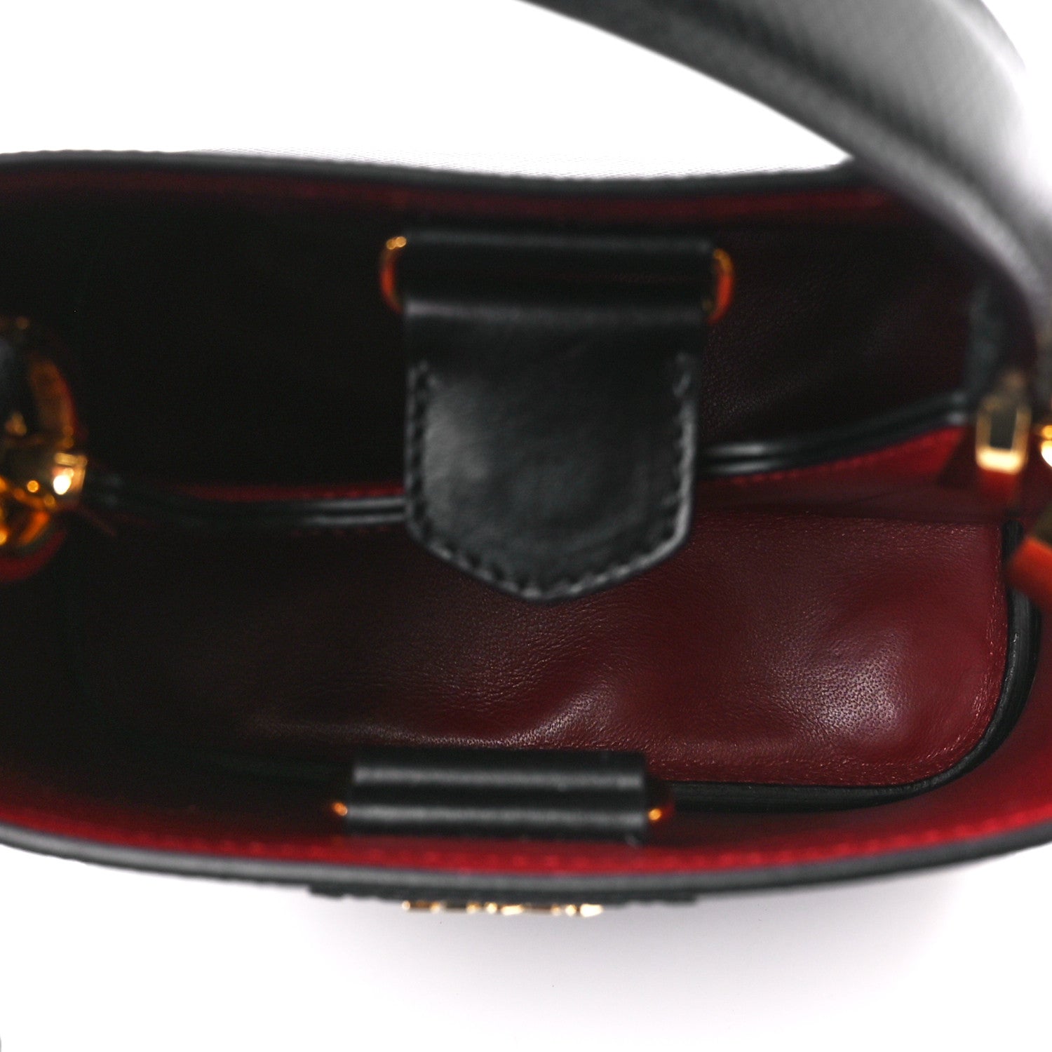 Prada Saffiano Cuir Small Panier Bucket Bag Black Fuoco 5 of 10