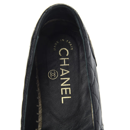 Chanel Lambskin Grosgrain Quilted CC Chain Espadrilles 38 Black 6 of 9