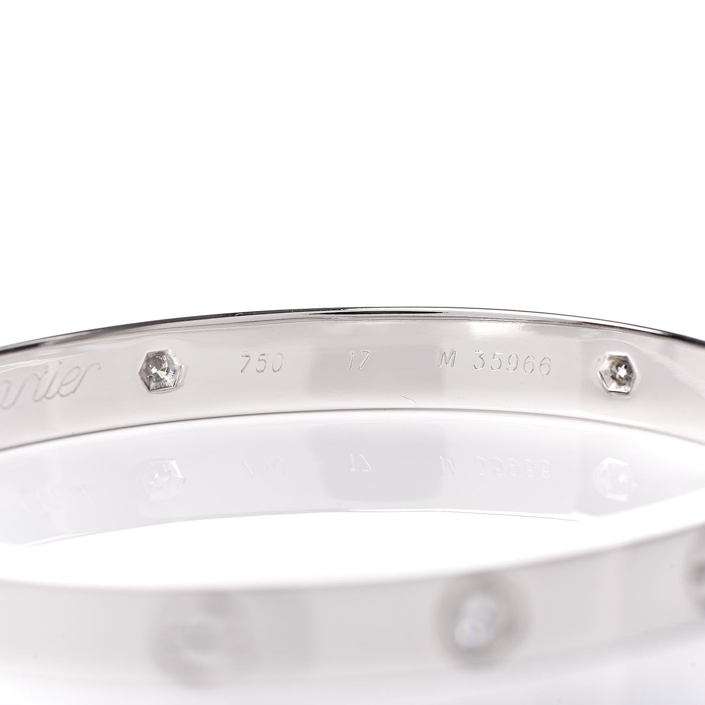 18K White Gold 6 Diamond LOVE Bracelet 17