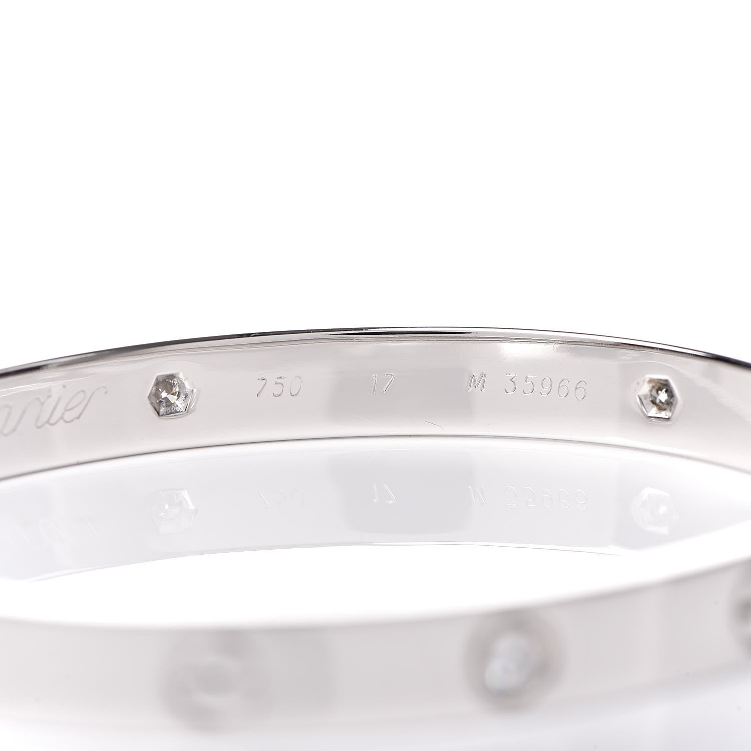 Cartier 18K White Gold 6 Diamond LOVE Bracelet 17 5 of 6
