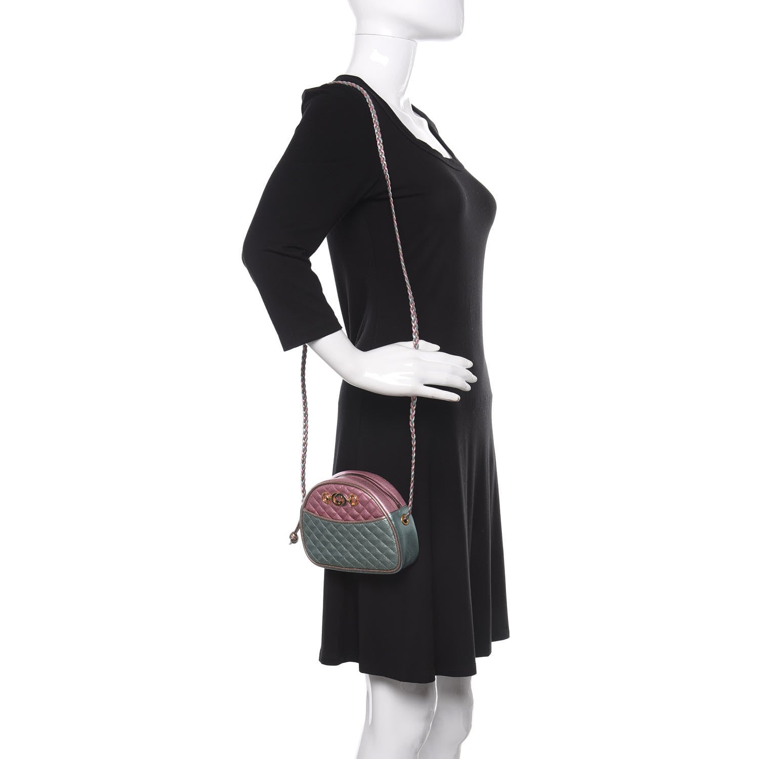 Gucci Laminated Nappa Trapuntata Mini Zumi Dome Shoulder Bag Rosa Lago Rame 2 of 8
