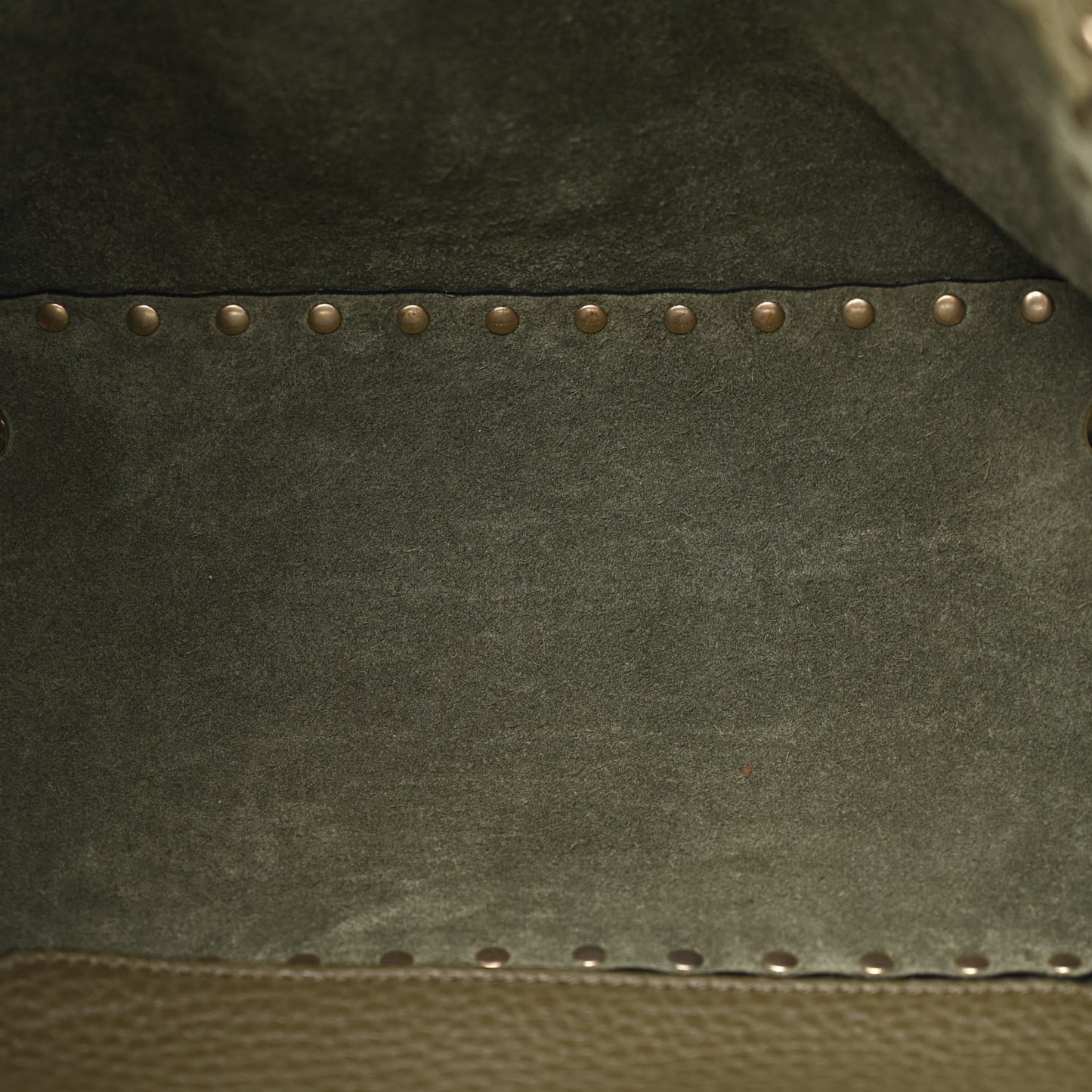 VALENTINO GARAVANI Pebbled Calfskin Small Rockstud Tote Army Green