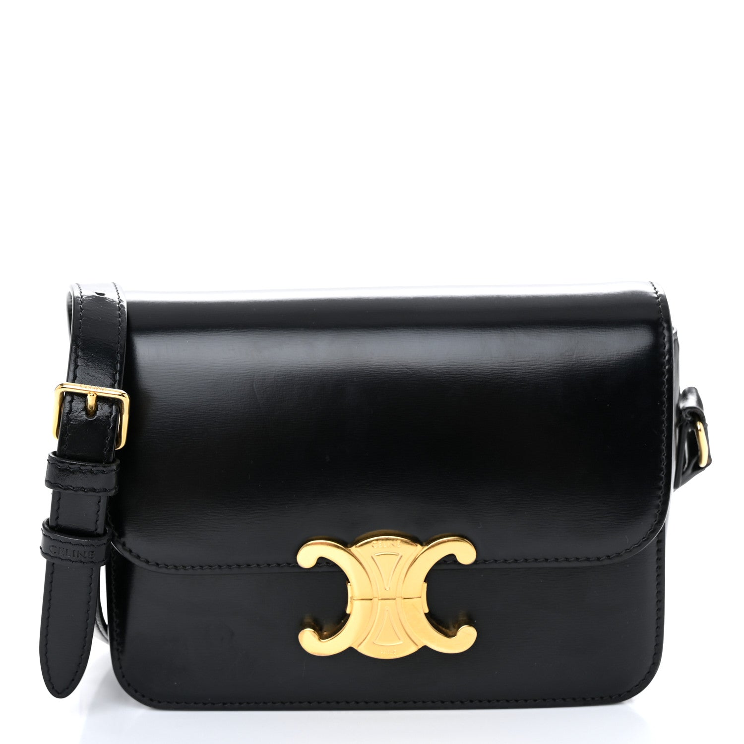 Celine Shiny Calfskin Teen Triomphe Black 1 of 9