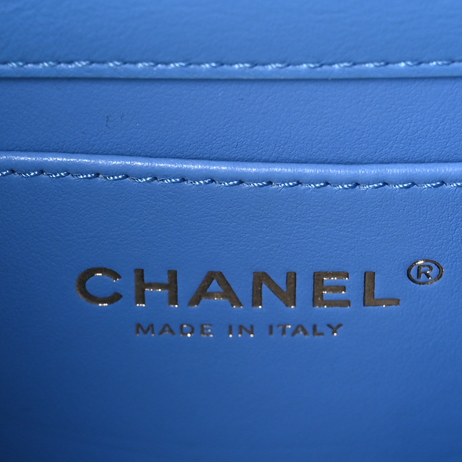 Chanel Lambskin Quilted Chain Logo Top Handle Flap Blue 8 of 12