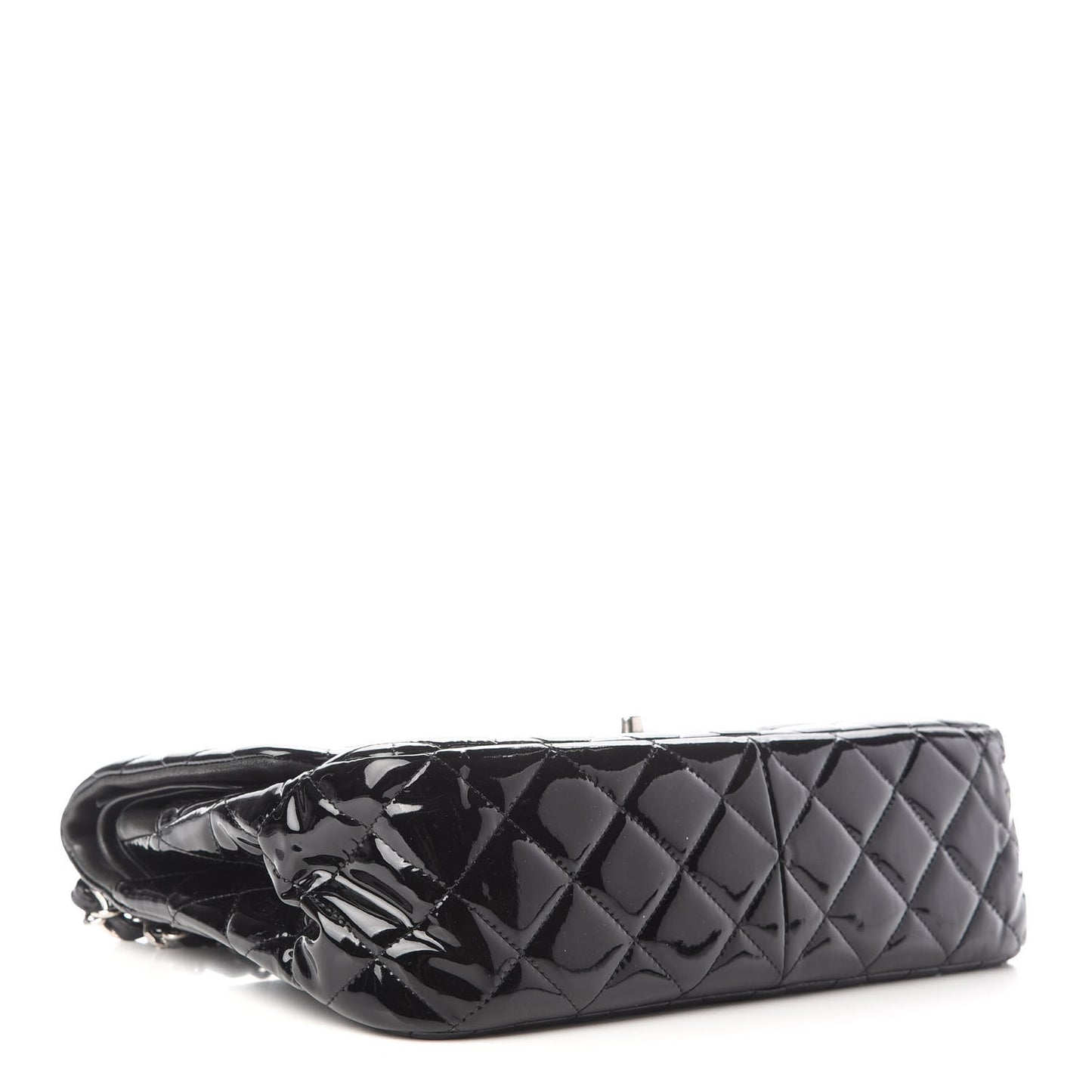 Patent Quilted Jumbo Double Flap Black