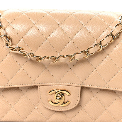 Chanel Caviar Quilted Medium Double Flap Beige 8 of 10