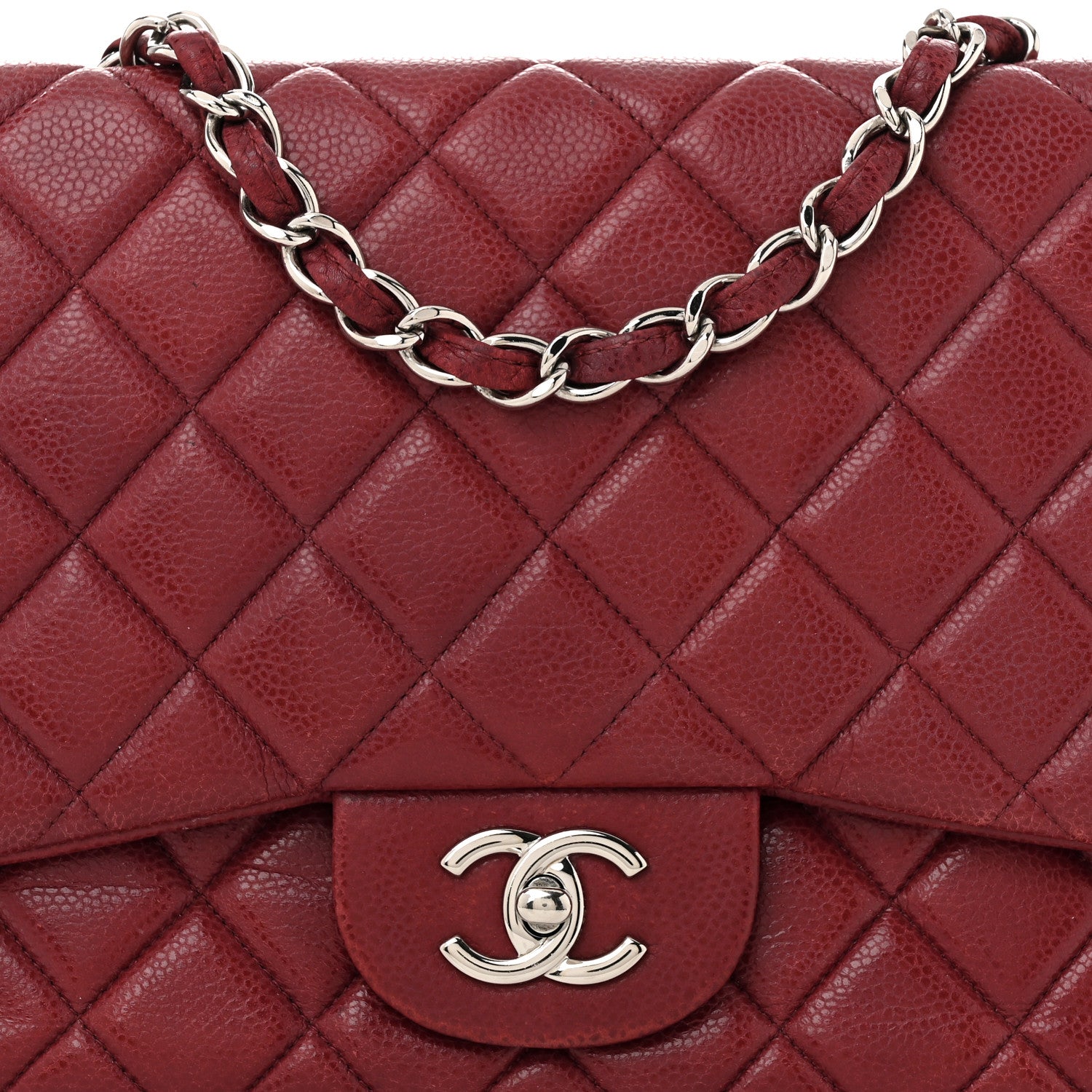 Chanel Caviar Quilted Jumbo Single Flap Red 8 of 13