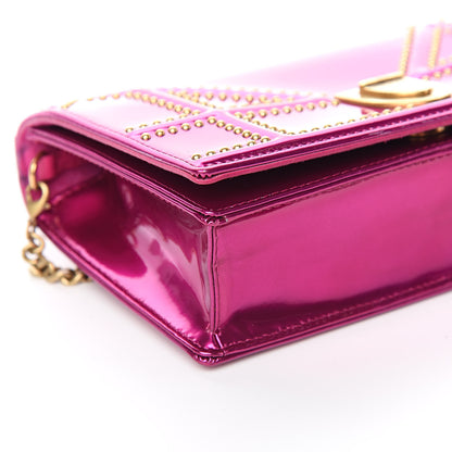 Christian Dior Patent Studded Diorama Top Handle Wallet on Chain Pouch Pink 7 of 9