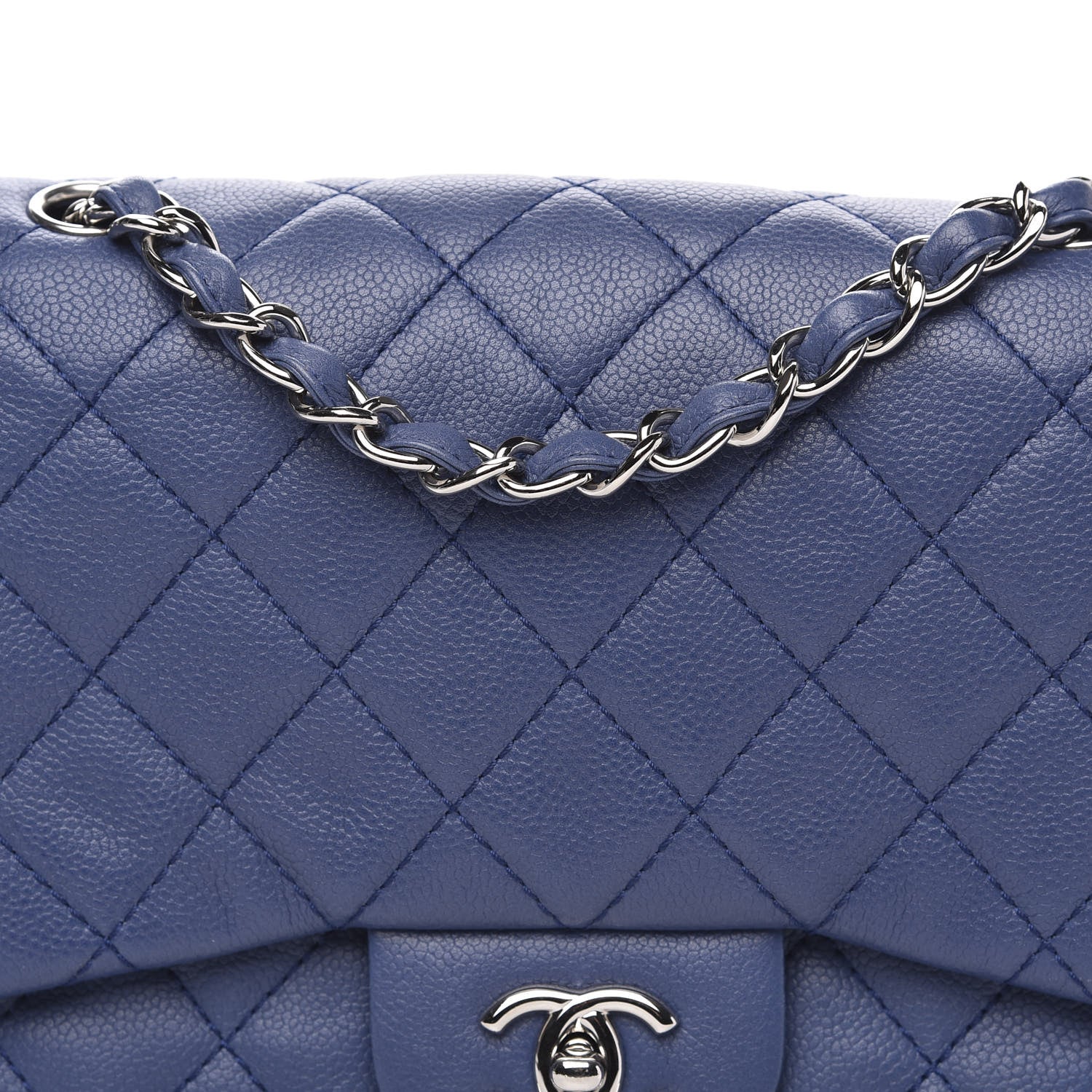 Chanel Washed Caviar Jumbo Single Flap Blue 10 of 10