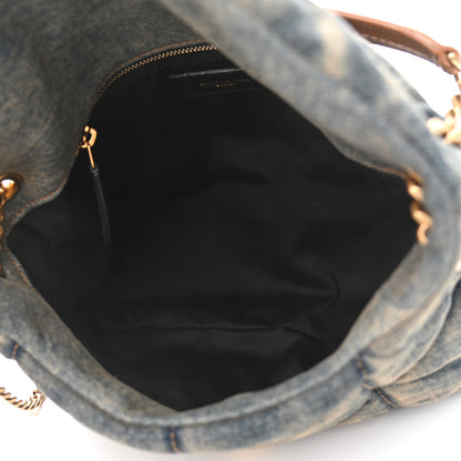 Saint Laurent Denim Quilted Small Loulou Puffer Monogram Chain Satchel Blue Cinnamon 5 of 10