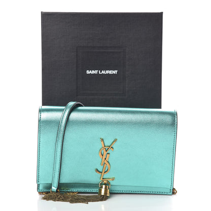 Saint Laurent Laminated Calfskin Classic Monogram Kate Tassel Chain Wallet Green 12 of 12