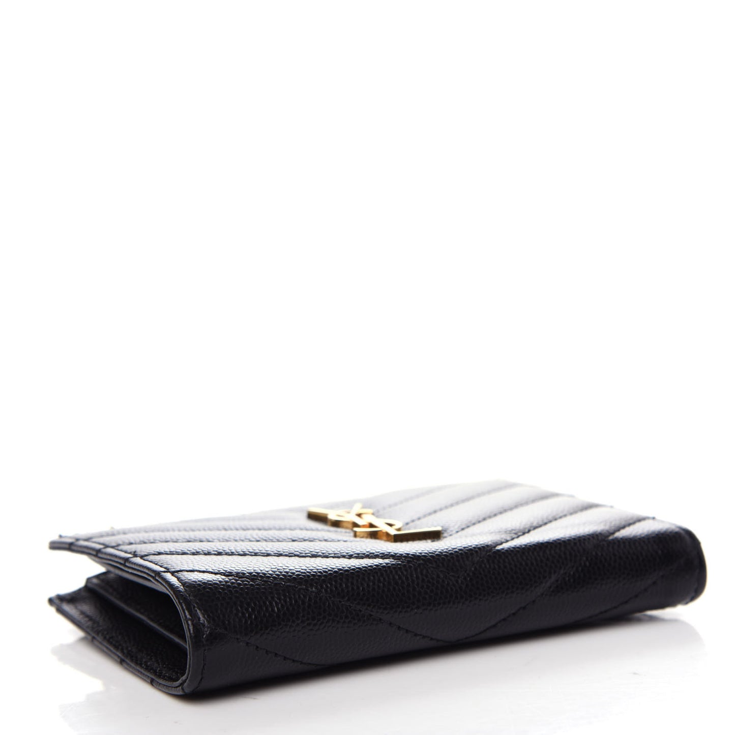 Grain De Poudre Matelasse Chevron Monogram Zipped Two-Part Wallet Black