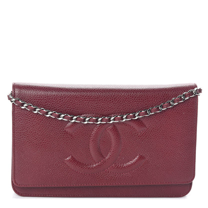 Chanel Caviar Timeless CC Wallet on Chain WOC Dark Red 1 of 9
