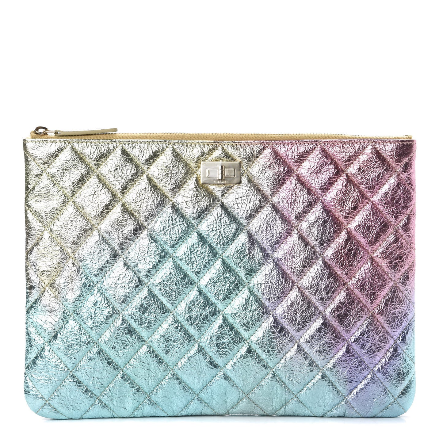 Metallic Goatskin Quilted Medium 2.55 Reissue Cosmetic Case Multicolor