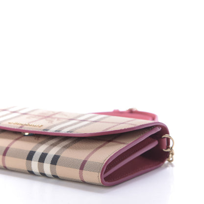 Burberry Haymarket Check Henley Wallet On Chain Coral Red 7 of 8