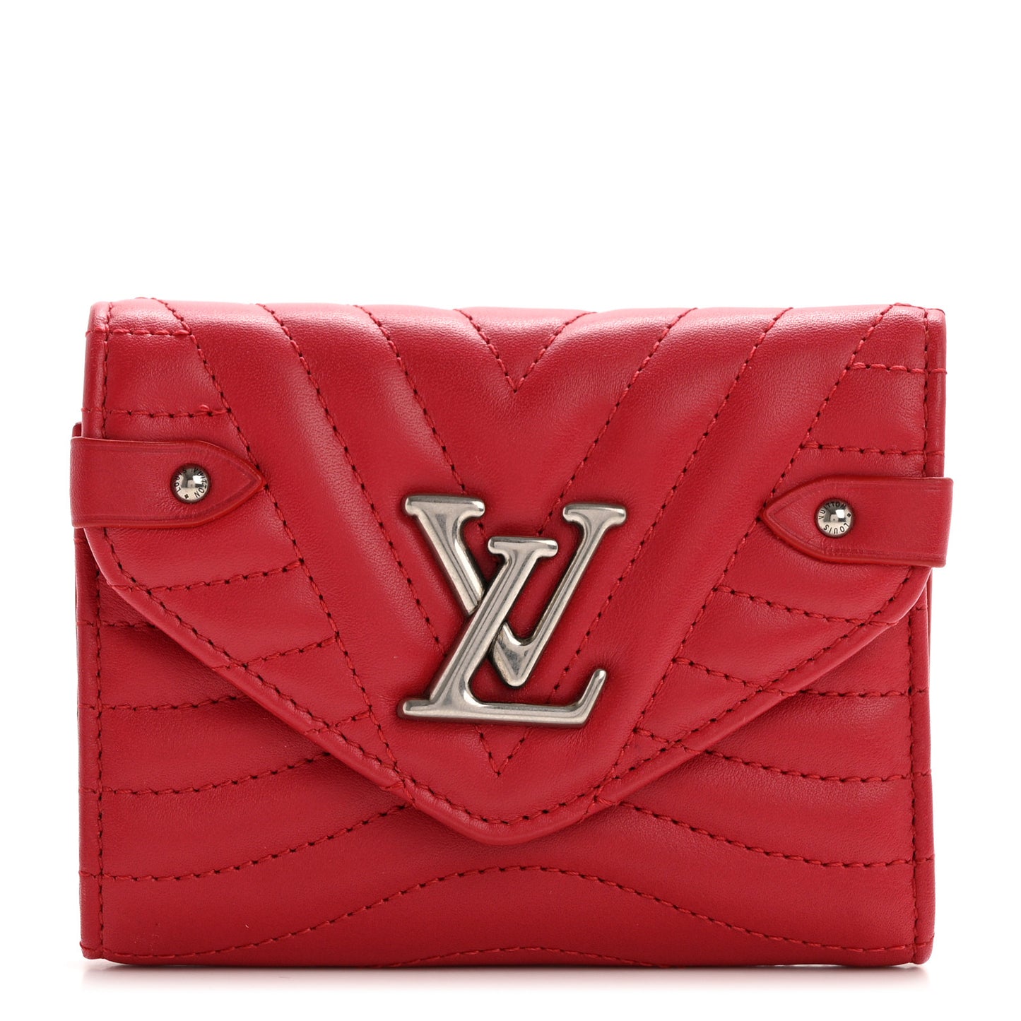 Calfskin New Wave Compact Wallet Rouge