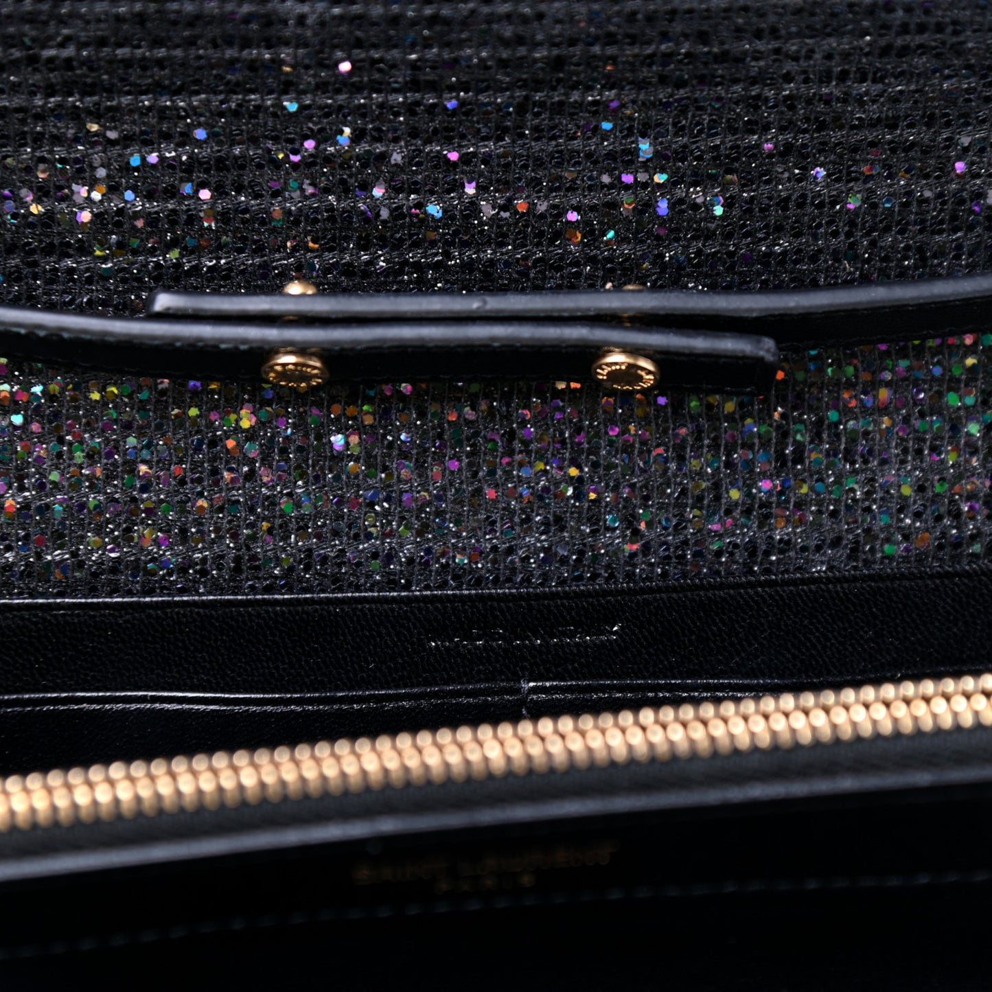 Glitter Classic Monogram Chain Wallet Black Multicolor