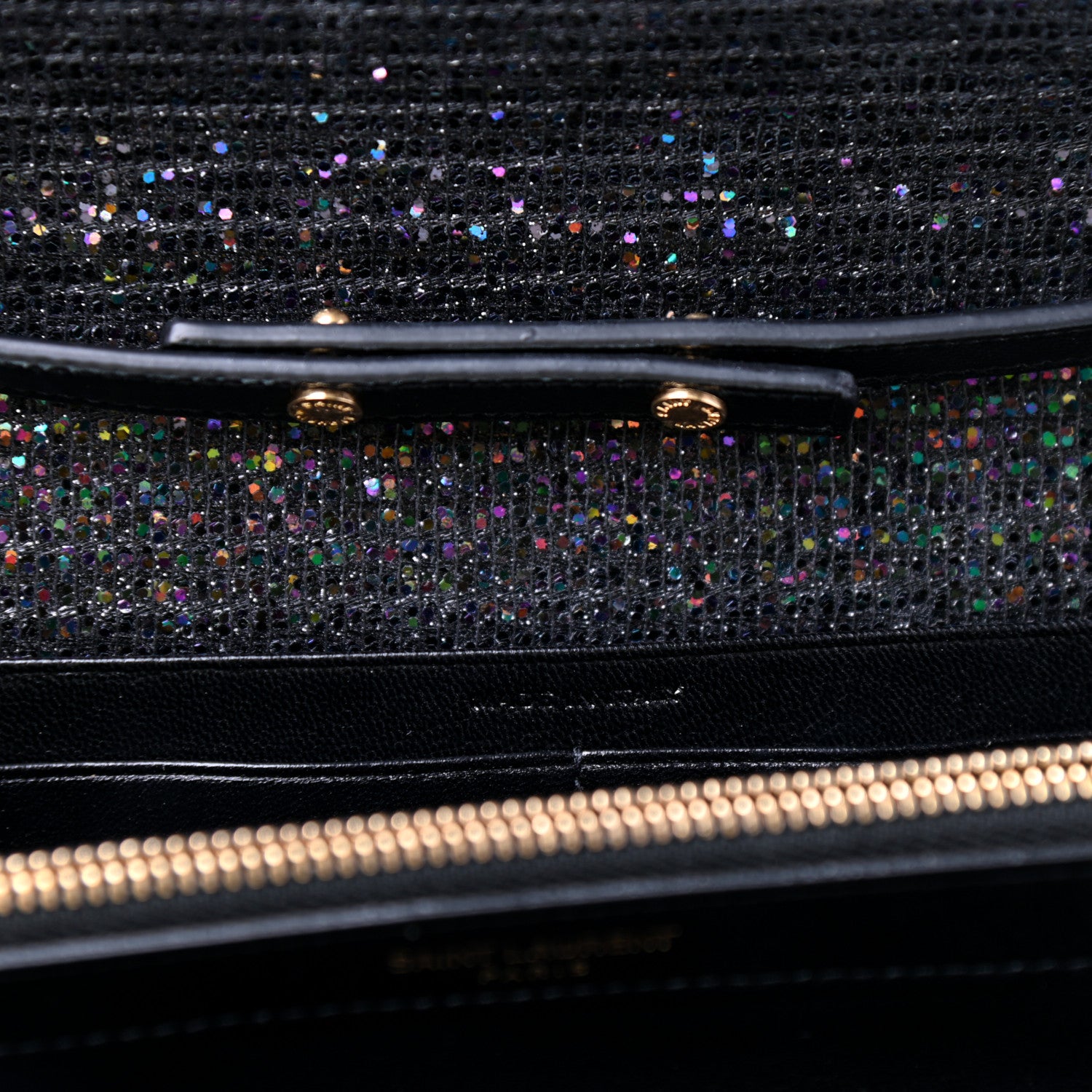 Saint Laurent Glitter Classic Monogram Chain Wallet Black Multicolor 7 of 10