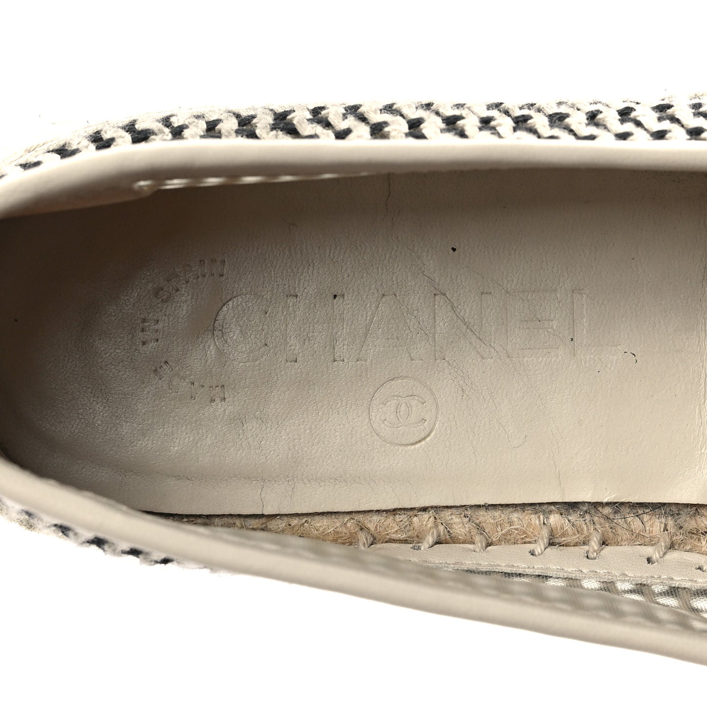 Mesh Grosgrain CC Espadrilles 38 Beige Black