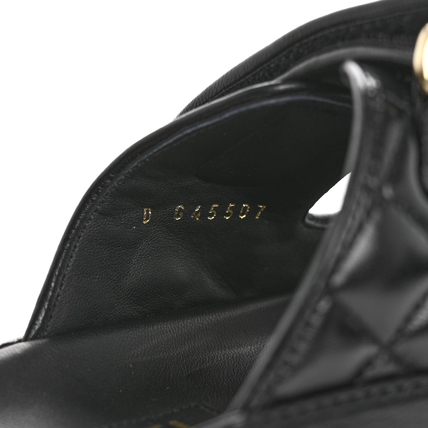 Lambskin Quilted Velcro Dad Chain CC Slide Sandals 36 Black