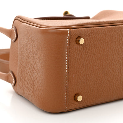 Hermes Taurillon Clemence Mini Lindy 20 Gold 9 of 13