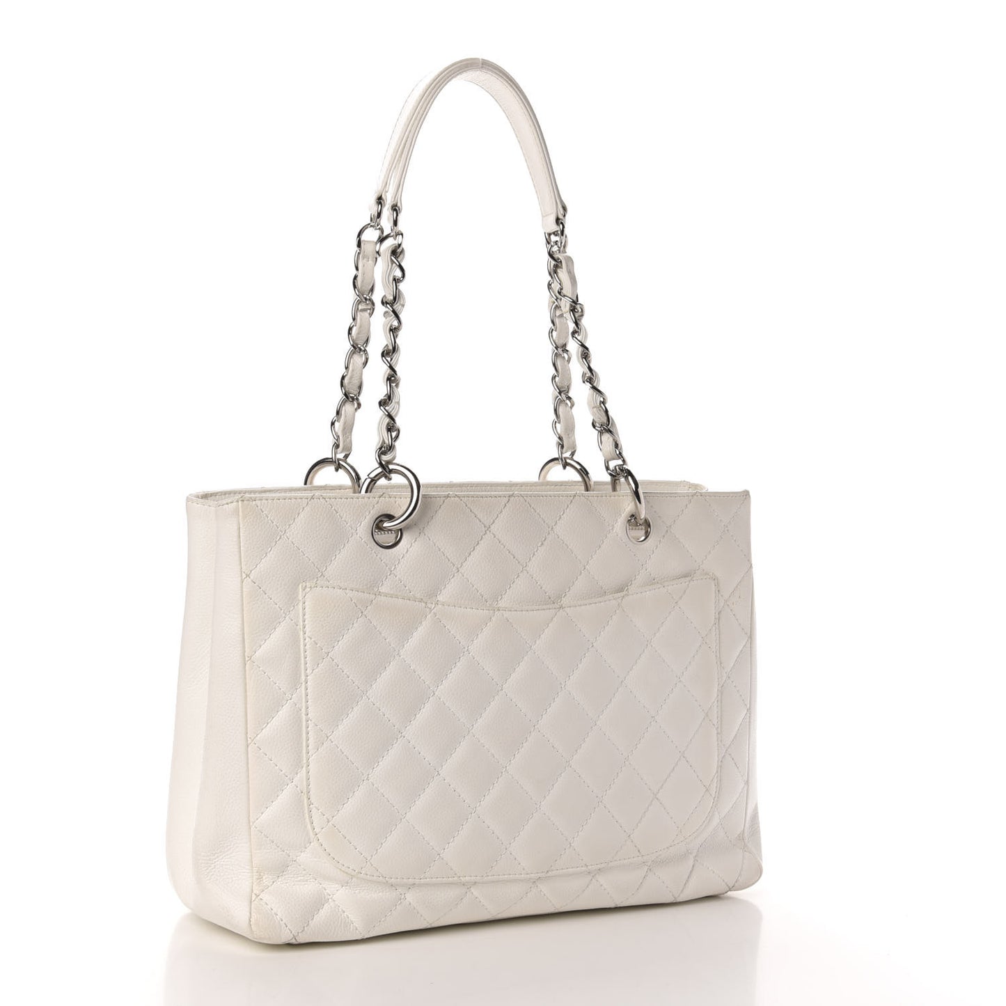 Caviar Quilted Grand Shopping Tote GST White