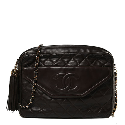 Chanel Lambskin Quilted Tassel Camera Case Brown 1 of 9