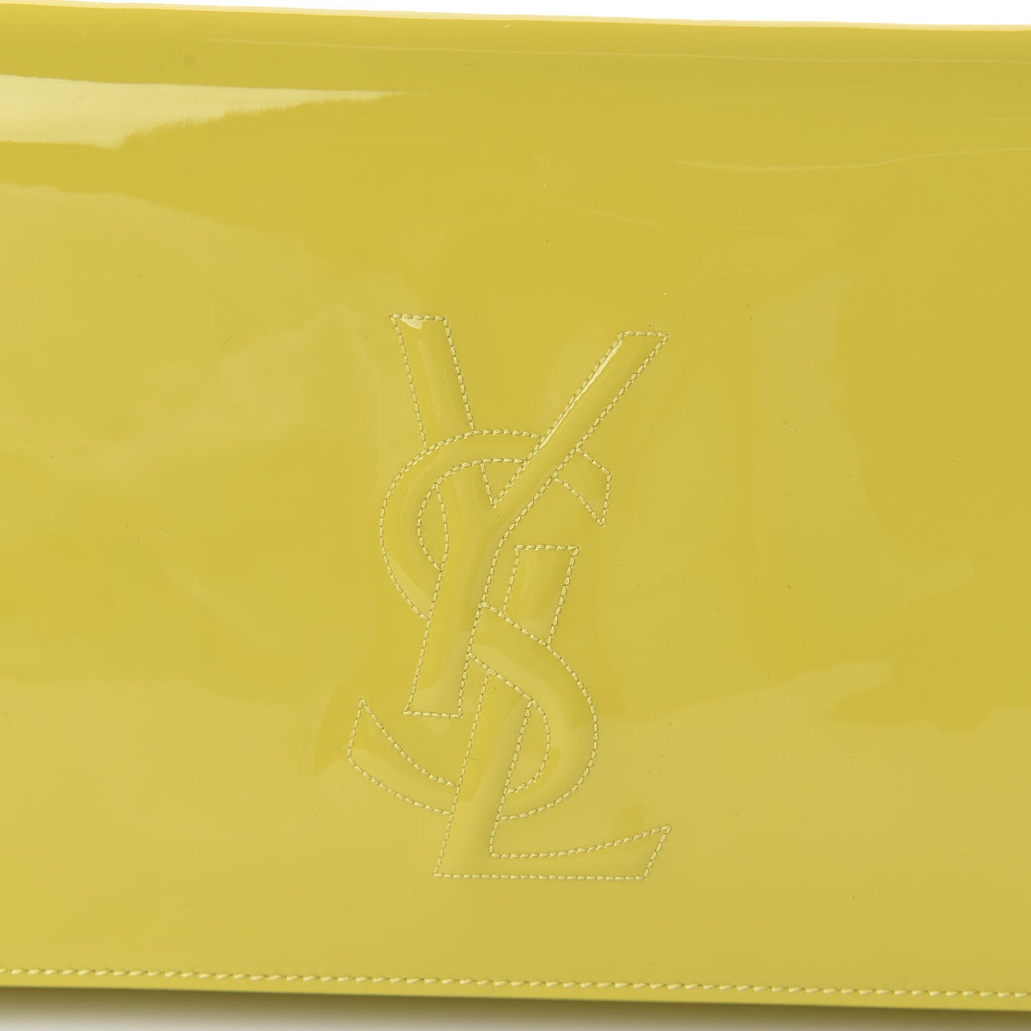 Patent Calfskin Monogram Large Belle De Jour Clutch Yellow