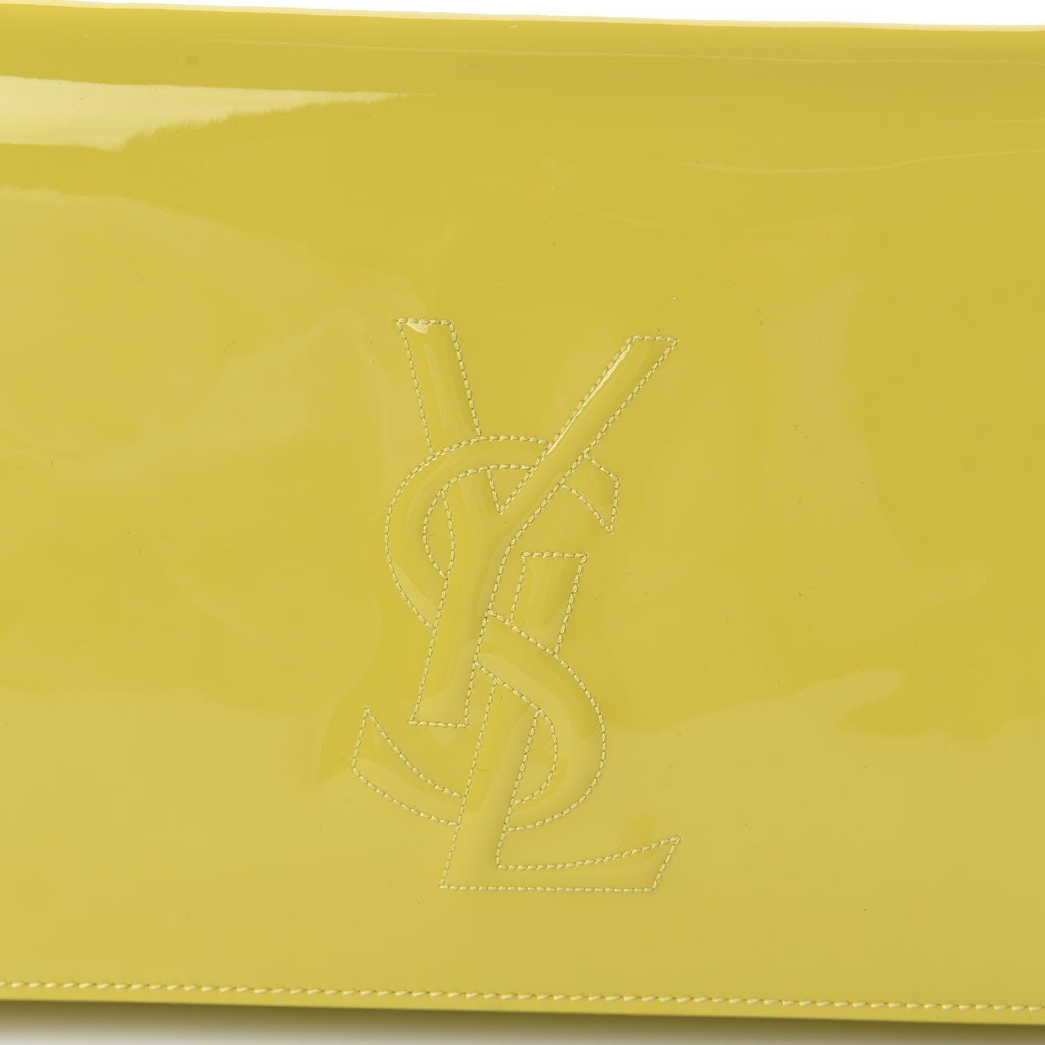 Saint Laurent Patent Calfskin Monogram Large Belle De Jour Clutch Yellow 7 of 9