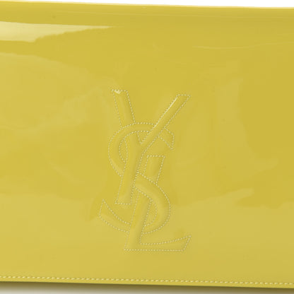 Saint Laurent Patent Calfskin Monogram Large Belle De Jour Clutch Yellow 7 of 9