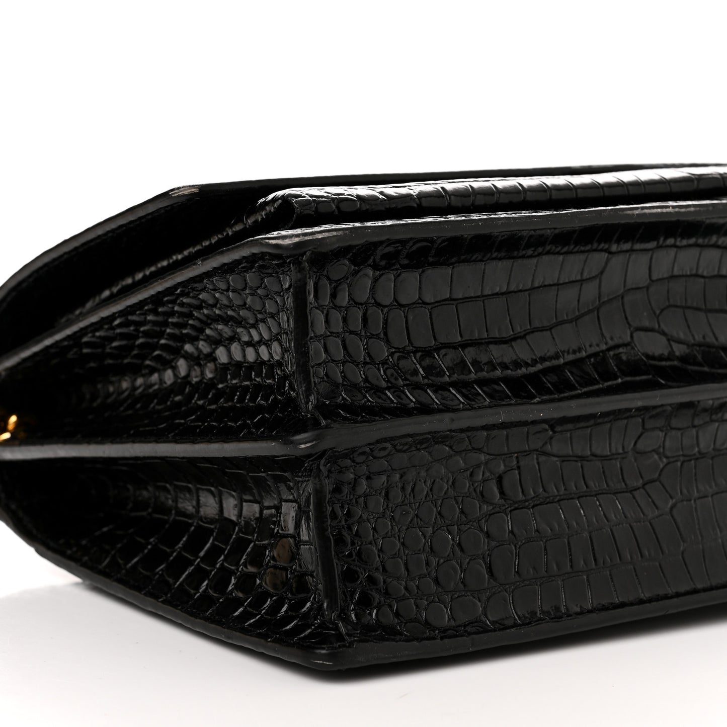 Calfskin Crocodile Embossed Medium Monogram Sunset Black