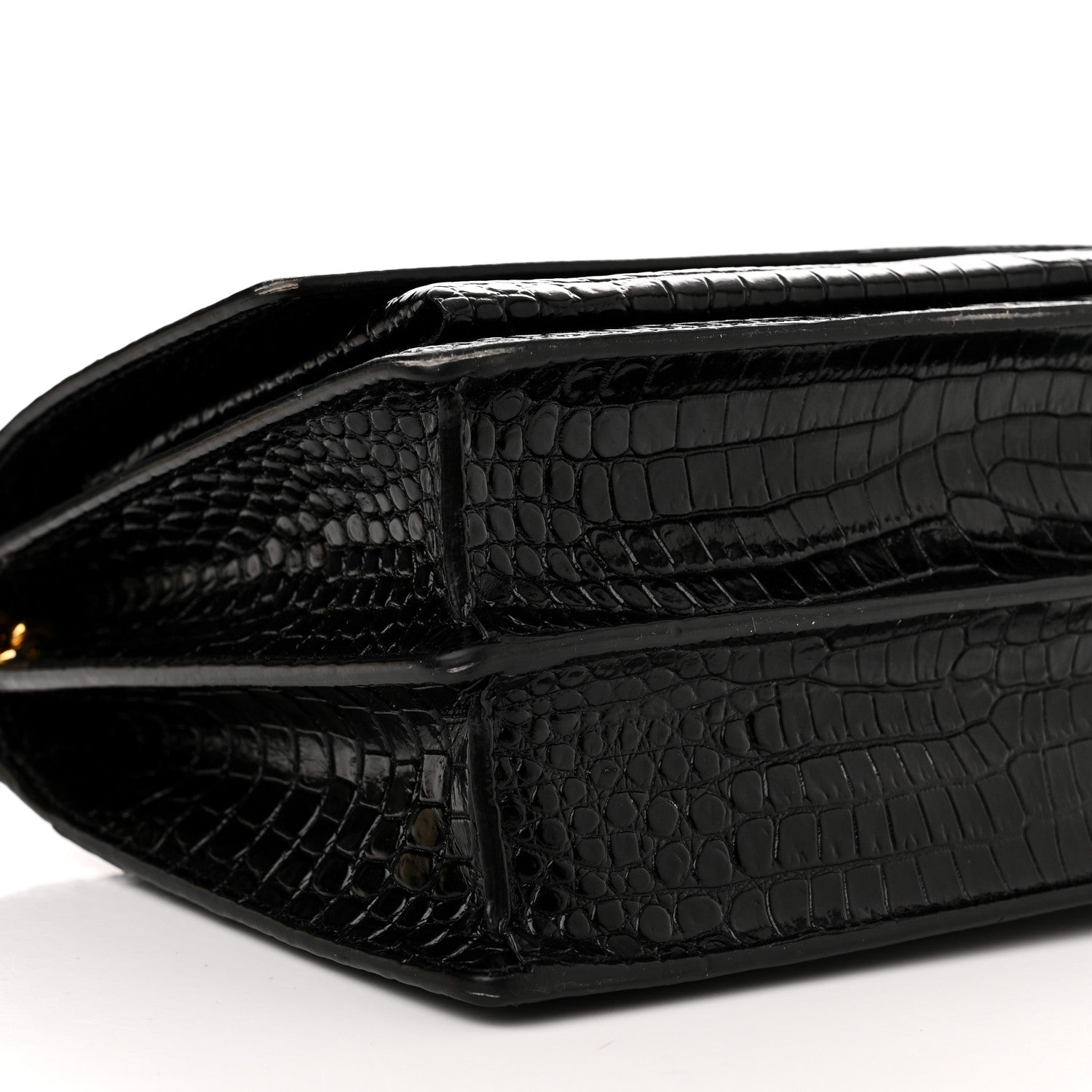 Saint Laurent Calfskin Crocodile Embossed Medium Monogram Sunset Black 9 of 12
