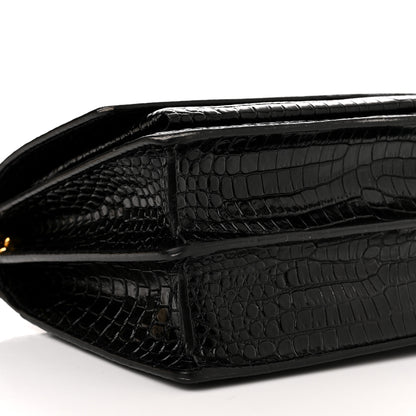 Saint Laurent Calfskin Crocodile Embossed Medium Monogram Sunset Black 9 of 12