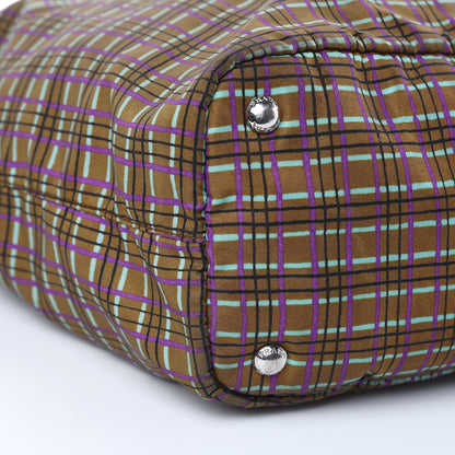 Prada Tessuto Stampato Nylon Saffiano Check Print Tote Viola 8 of 15