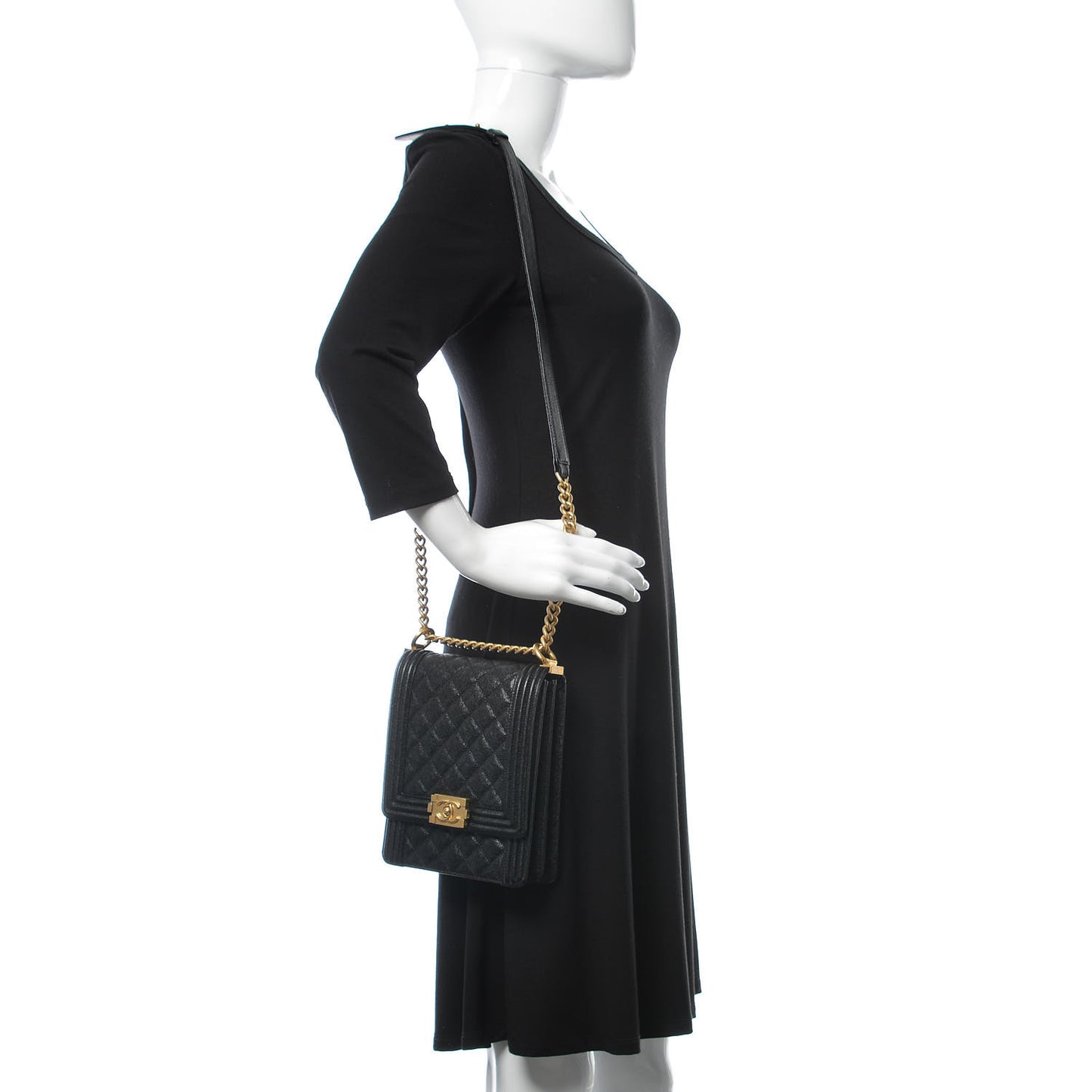 Caviar Quilted North South Boy Flap Black