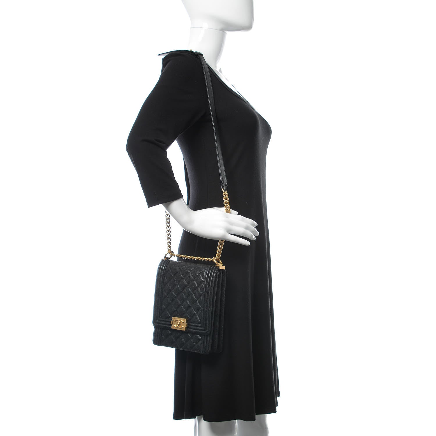 Chanel Caviar Quilted North South Boy Flap Black 2 of 10