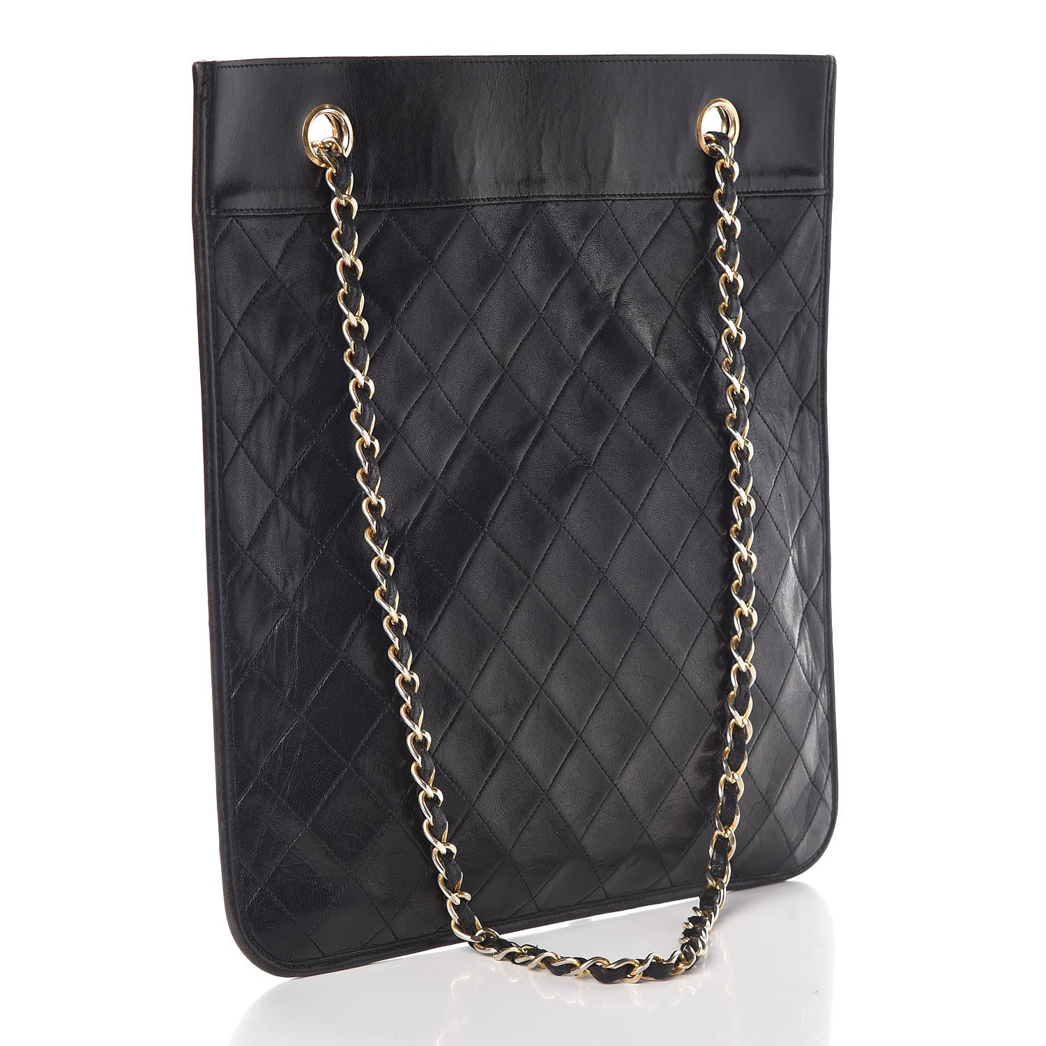 Chanel Lambskin Stitched CC Flat Tote Black 4 of 10