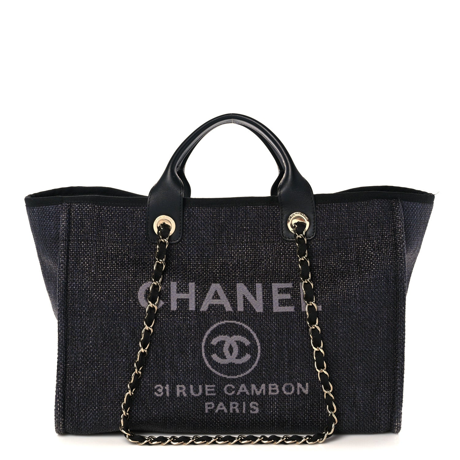 Chanel Woven Straw Raffia Medium Deauville Tote Black 1 of 9