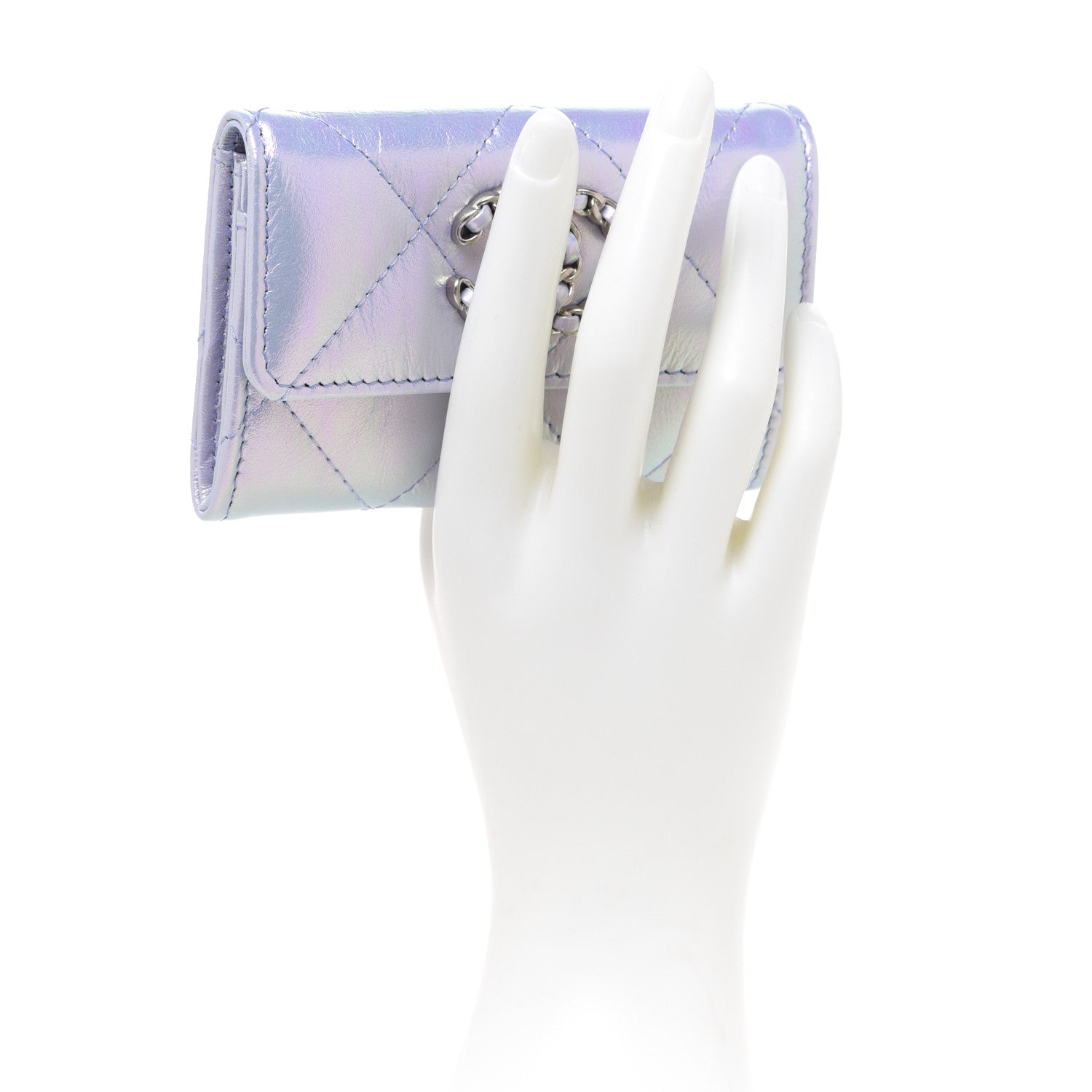 Chanel Iridescent Lambskin Quilted Chanel 19 Flap Card Holder Light Purple 2 of 9