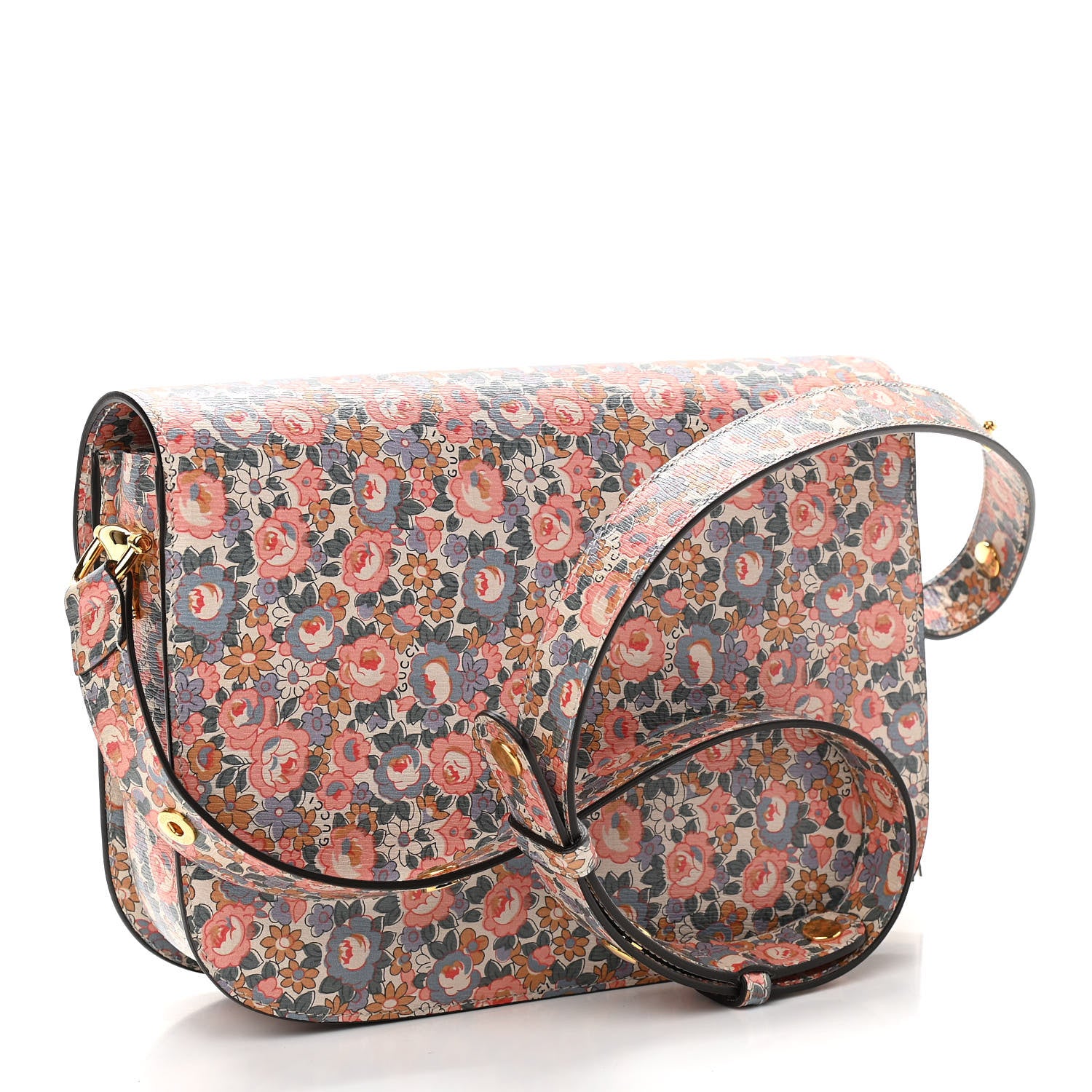 Gucci X LIBERTY OF LONDON Textured Calfskin Infinity Abbey Horsebit 1955 Shoulder Bag Perfect Pink Ivory 2 of 11
