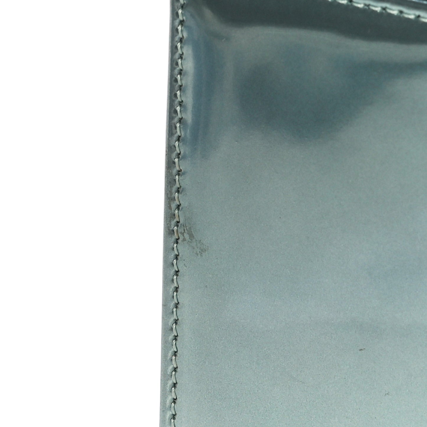 Metallic Patent Micro-Cannage Small Diorama Flap Bag Azur