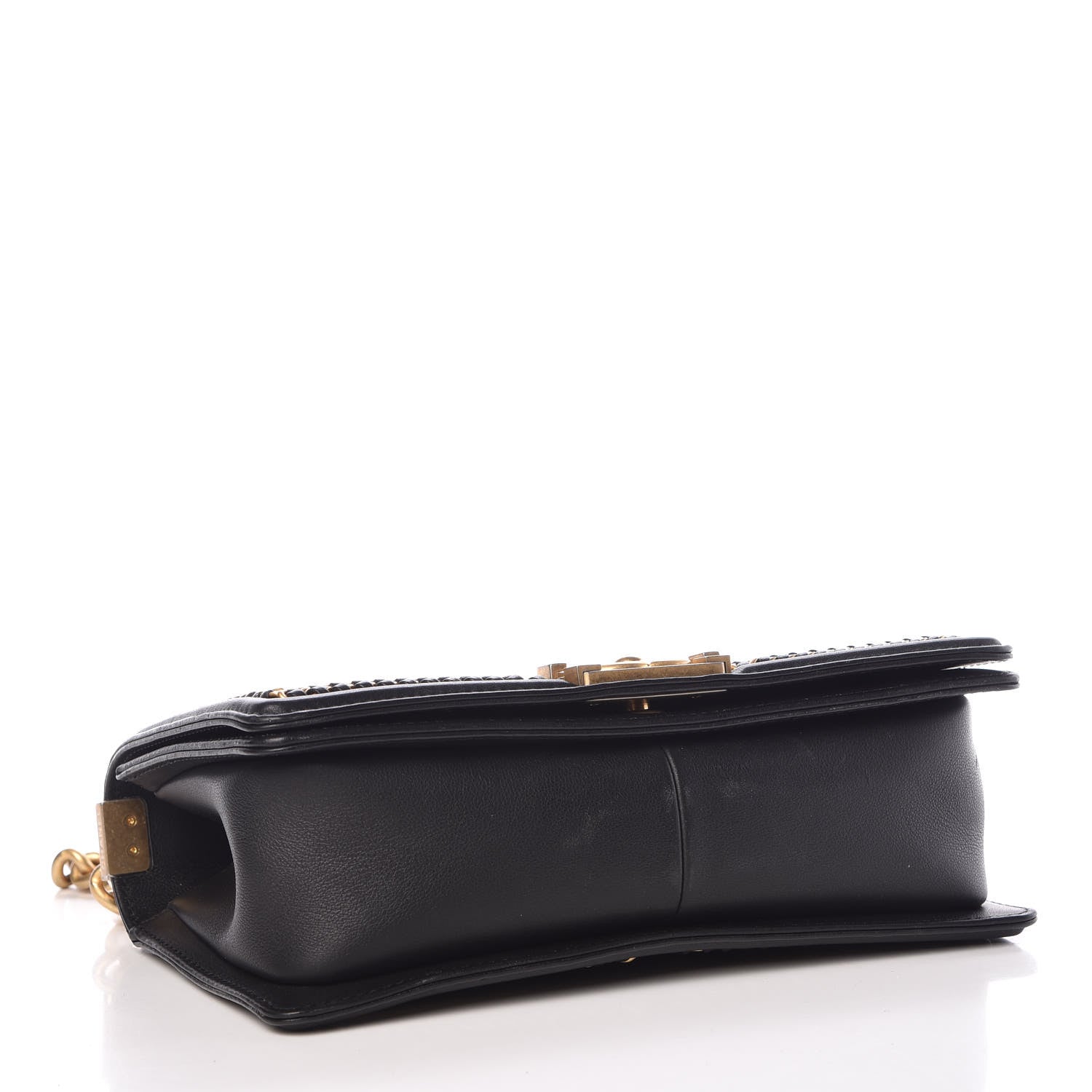 Chanel Calfskin Quilted Medium Boy Top Handle Flap Black 4 of 11