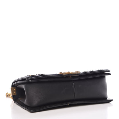 Chanel Calfskin Quilted Medium Boy Top Handle Flap Black 4 of 11