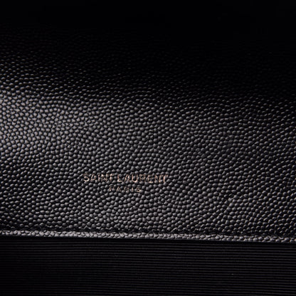 Saint Laurent Grain De Poudre Textured Mixed Matelasse Triquilt Small Monogram Satchel Black 6 of 10